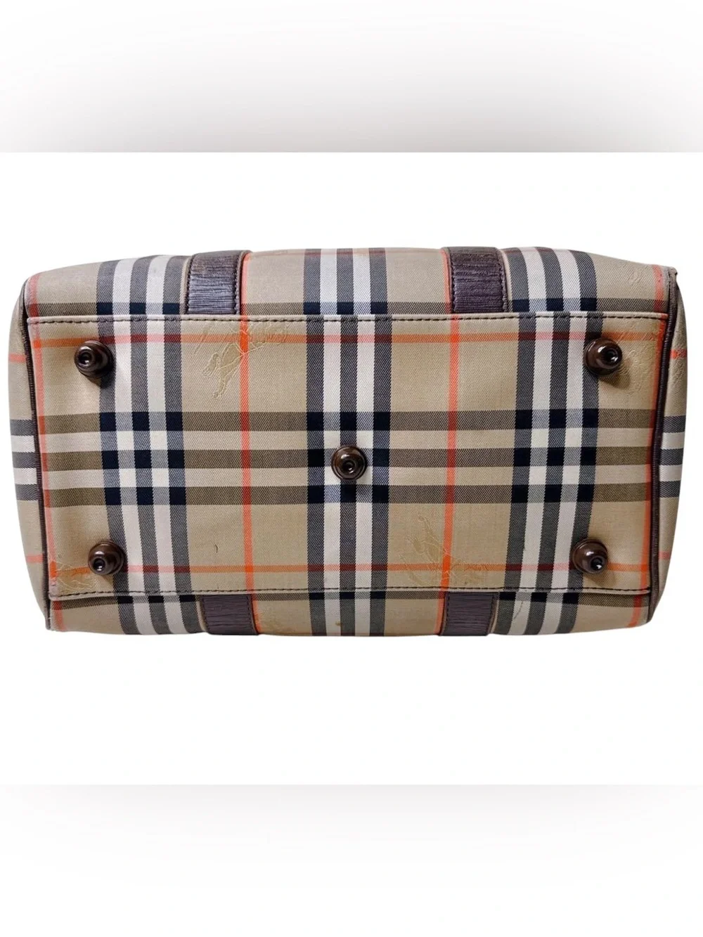 Burberry Haymarket Nova Check Top Handle Boston Travel Tote Carry All Purse Bag
